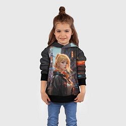 Толстовка-худи детская Боевая городская девчонка, цвет: 3D-черный — фото 2