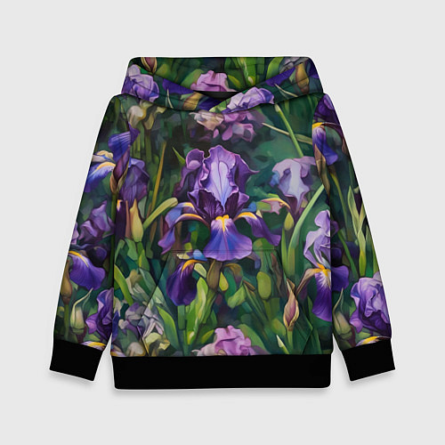 Детская толстовка Ирисы паттерн / 3D-Черный – фото 1