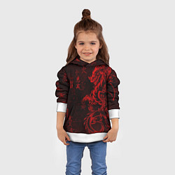 Толстовка-худи детская Красный дракон - иероглифы, цвет: 3D-белый — фото 2