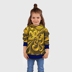 Толстовка-худи детская Желтый объемный узор, цвет: 3D-синий — фото 2