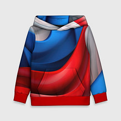 Толстовка-худи детская Абстракция белый синий красный, цвет: 3D-красный