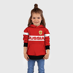 Толстовка-худи детская Russia - красно-белый, цвет: 3D-черный — фото 2