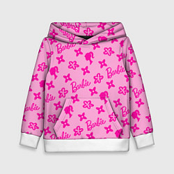 Толстовка-худи детская Барби паттерн розовый, цвет: 3D-белый