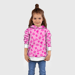 Толстовка-худи детская Барби паттерн розовый, цвет: 3D-белый — фото 2