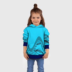 Толстовка-худи детская Волны абстракция небесный, цвет: 3D-синий — фото 2