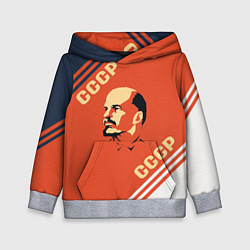 Толстовка-худи детская Ленин на красном фоне, цвет: 3D-меланж