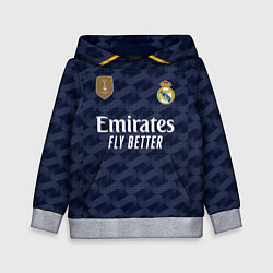 Толстовка-худи детская ФК Реал Мадрид форма 2324 гостевая, цвет: 3D-меланж
