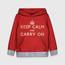 Толстовка-худи детская Keep Calm and Carry On, цвет: 3D-меланж