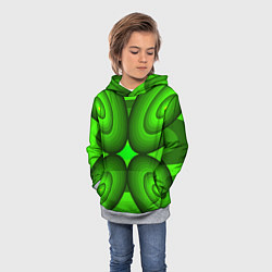 Толстовка-худи детская Зеленые овалы, цвет: 3D-меланж — фото 2