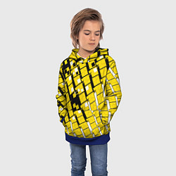 Толстовка-худи детская Киберпанк квадраты жёлтые, цвет: 3D-синий — фото 2