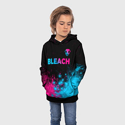 Толстовка-худи детская Bleach - neon gradient: символ сверху, цвет: 3D-черный — фото 2