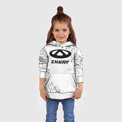 Толстовка-худи детская Chery speed на светлом фоне со следами шин, цвет: 3D-белый — фото 2