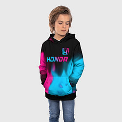 Толстовка-худи детская Honda - neon gradient: символ сверху, цвет: 3D-черный — фото 2