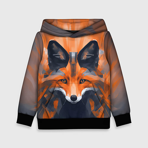 Детская толстовка Нарисованная огненная лиса / 3D-Черный – фото 1