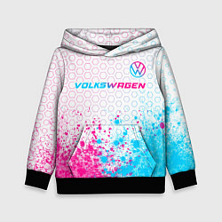 Толстовка-худи детская Volkswagen neon gradient style: символ сверху, цвет: 3D-черный