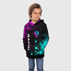 Толстовка-худи детская Тимур и неоновый герб России: надпись, символ, цвет: 3D-черный — фото 2