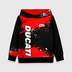 Толстовка-худи детская Ducati - красная униформа с красками, цвет: 3D-черный