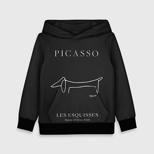 Детская толстовка Собака на черном - Пабло Пикассо / 3D-Черный – фото 1