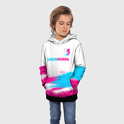 Толстовка-худи детская Danganronpa neon gradient style: символ сверху, цвет: 3D-черный — фото 2