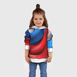 Толстовка-худи детская Объемная абстракция в цветах флага РФ, цвет: 3D-белый — фото 2