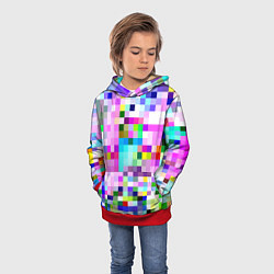 Толстовка-худи детская Пиксельная яркая абстракция, цвет: 3D-красный — фото 2