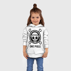 Толстовка-худи детская One Piece glitch на светлом фоне, цвет: 3D-белый — фото 2
