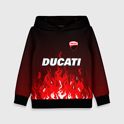 Толстовка-худи детская Ducati- красное пламя, цвет: 3D-черный