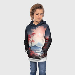 Толстовка-худи детская Луна над горами, цвет: 3D-белый — фото 2