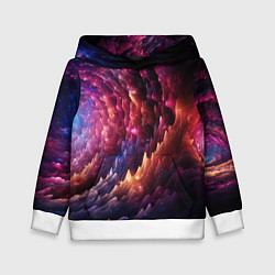 Толстовка-худи детская Звездная космическая спираль, цвет: 3D-белый