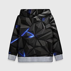 Толстовка-худи детская Неоновое синее свечение на черном, цвет: 3D-меланж