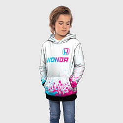 Толстовка-худи детская Honda neon gradient style: символ сверху, цвет: 3D-черный — фото 2