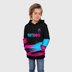 Толстовка-худи детская Totoro - neon gradient: символ сверху, цвет: 3D-черный — фото 2