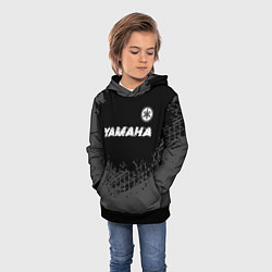 Толстовка-худи детская Yamaha speed на темном фоне со следами шин: символ, цвет: 3D-черный — фото 2