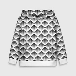 Толстовка-худи детская Ромбы из черных треугольников, цвет: 3D-белый