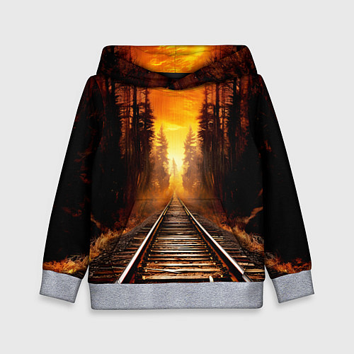 Детская толстовка Железная дорога на закате / 3D-Меланж – фото 1