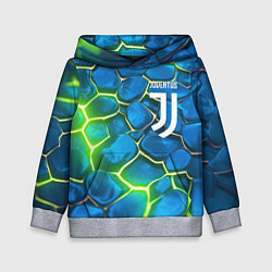 Толстовка-худи детская Juventus blue green neon, цвет: 3D-меланж