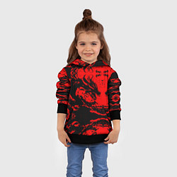Толстовка-худи детская Черный дракон на красном небе, цвет: 3D-черный — фото 2