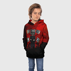 Толстовка-худи детская Skibidi toilet Tv Man, цвет: 3D-черный — фото 2