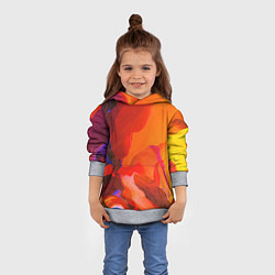 Толстовка-худи детская Красно-оранжевый паттерн, цвет: 3D-меланж — фото 2