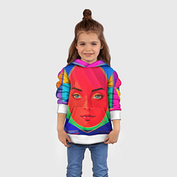 Толстовка-худи детская Девушка красноликая овал в прямоугольнике, цвет: 3D-белый — фото 2
