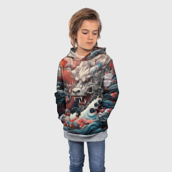 Толстовка-худи детская Морской дракон Irezumi, цвет: 3D-меланж — фото 2