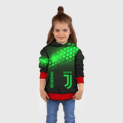 Толстовка-худи детская Juventus green logo neon, цвет: 3D-красный — фото 2