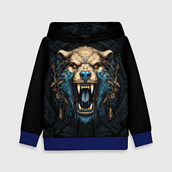 Толстовка-худи детская Скандинавский медведь, цвет: 3D-синий