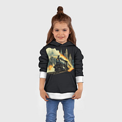 Толстовка-худи детская Поезд путешествие, цвет: 3D-белый — фото 2