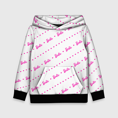 Детская толстовка Барби паттерн - логотип и сердечки / 3D-Черный – фото 1