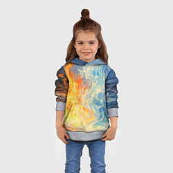 Толстовка-худи детская Вода и пламя абстракция, цвет: 3D-меланж — фото 2