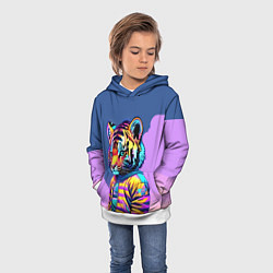 Толстовка-худи детская Cool tiger cub - pop art, цвет: 3D-белый — фото 2