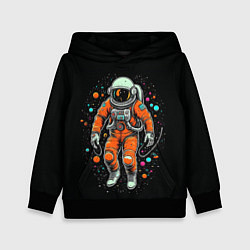 Толстовка-худи детская Космонавт в оранжевом скафандре, цвет: 3D-черный
