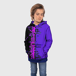 Толстовка-худи детская Кибер-глитч фиолетовый, цвет: 3D-синий — фото 2