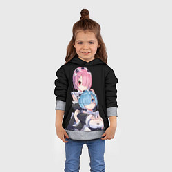 Толстовка-худи детская Re: zero - близняшки горничные, цвет: 3D-меланж — фото 2